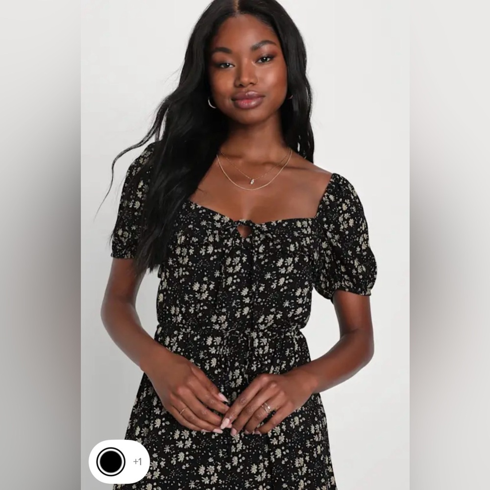 Lulus Black Floral Print Ruffled Midi Dress - Size XL - Picture 3 of 8